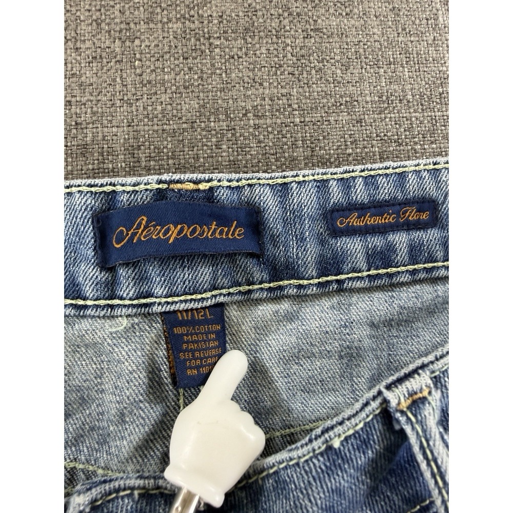 Aeropostale Authentic‎ Flare Jeans Women's 11/12L Distressed Light Wash Y2K - Picture 4 of 9